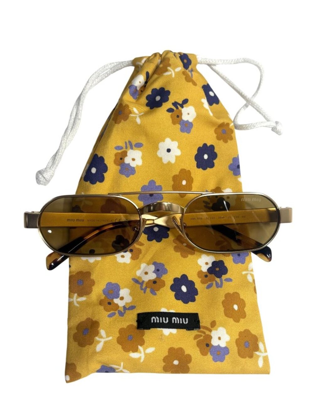 Miu Miu 52mm Oval Sunglasses in Ancient Gold/Brown